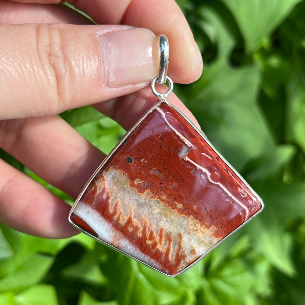 925 silver overlay red‎ jasper pendant